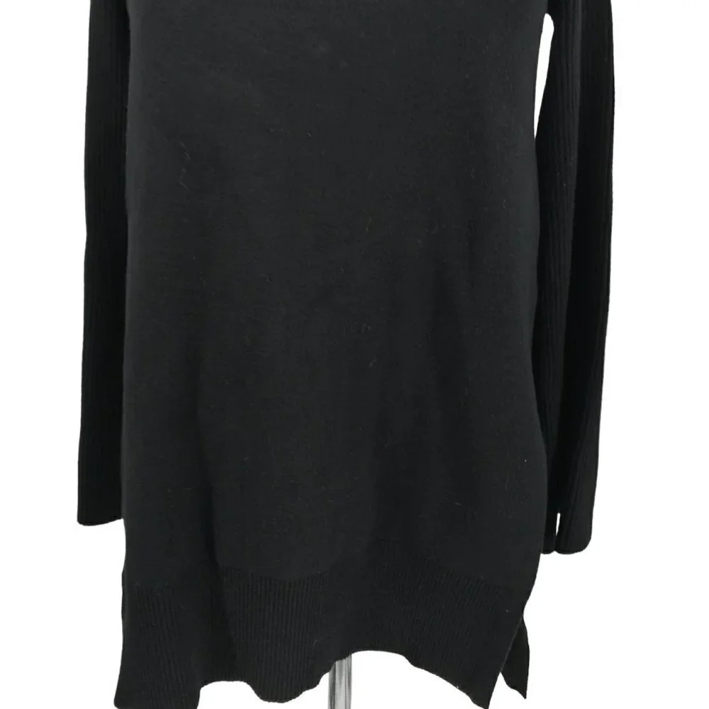 By Anthropologie Black Long Sleeve Boat Neck Tunic Sweater Size S Bell Sleeve - Picture 13 of 14